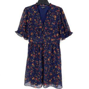 Madewell Freesia‎ Dress in Climbing Vine Womens Size 2 Navy Floral Mini Ruffles